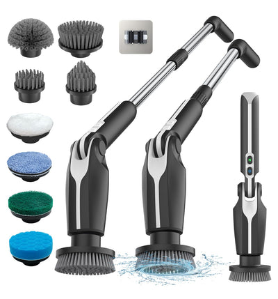 Electric Spin Scrubber, Shower Scrubber with 4 Adjustable Angles and 8 Brush Heads, Electric Scrubber with Long