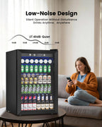 4.5Cu.Ft Beverage Refrigerator 145Can Mini Fridge Glass Door Black