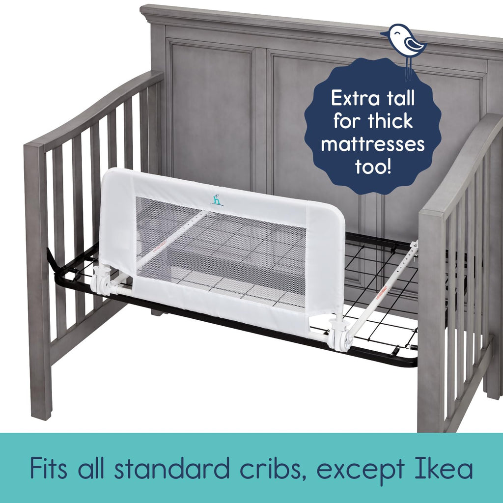 Convertible Crib Bed Rail for Toddlers, Crib Rail Guard with Reinforced Anchor Safety