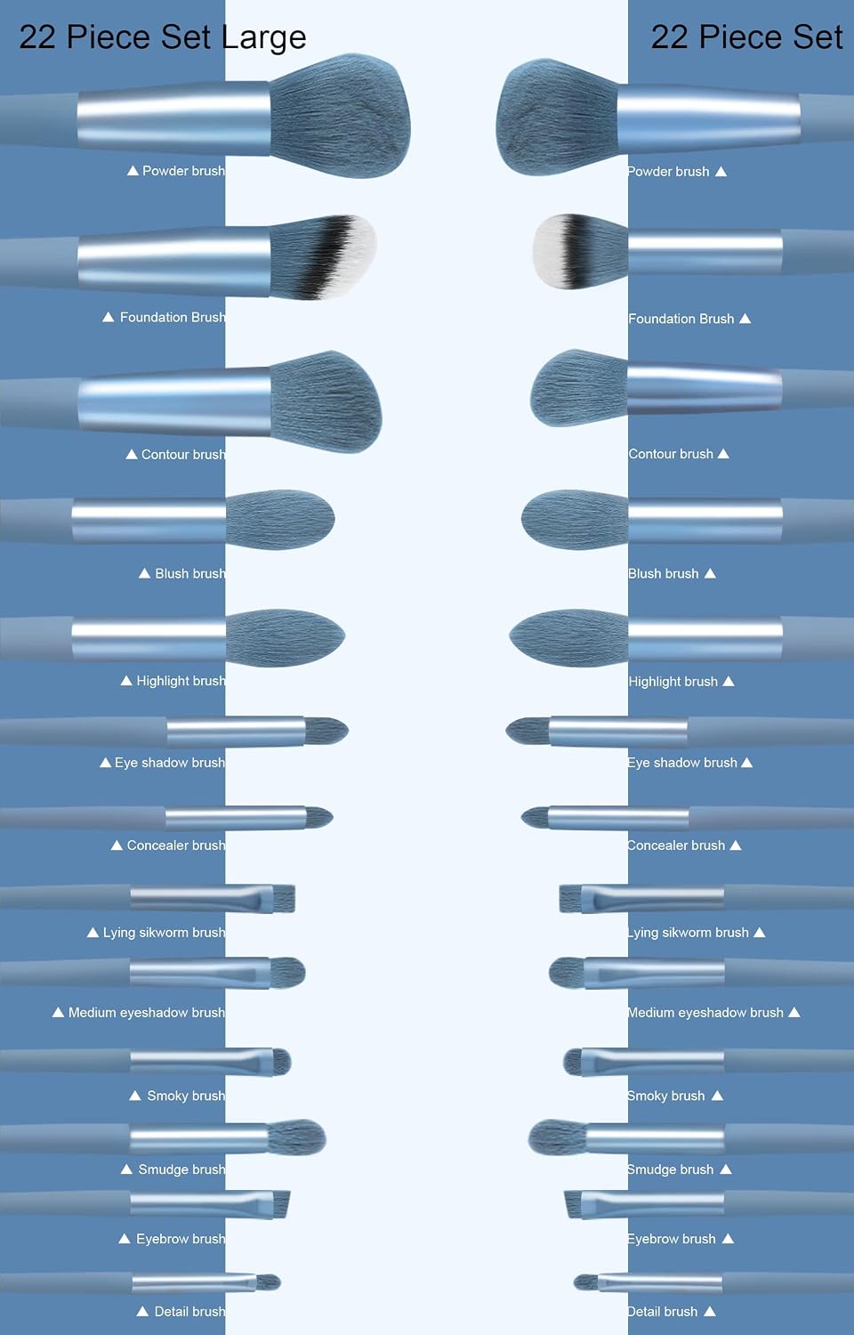 Makeup Brushes 22 Pcs Makeup Kit,Foundation Brush Eyeshadow Brush Make up Brushes Set (Blue, 22 Piece Set Large)