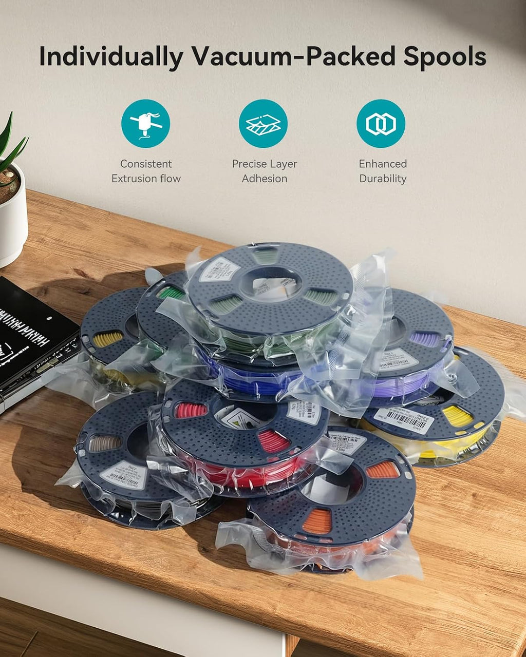 PETG Filament 1.75mm, SUNLU 3D Printer Filament Bundle for Bambu Lab 3D Printers, Neatly Wound, Individually Vacuum