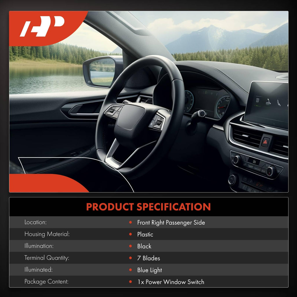 A-Premium Power Window Switch Compatible with Chevrolet Malibu 2009 2010 2011 2012, Front Right Passenger Side