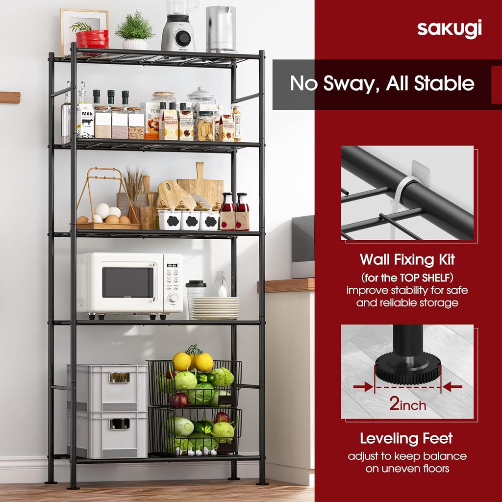 Storage Racks - 2 Pack, 5-Tier Freestanding Steel Shelving Units with Reinforced Frame, Adjustable Garage
