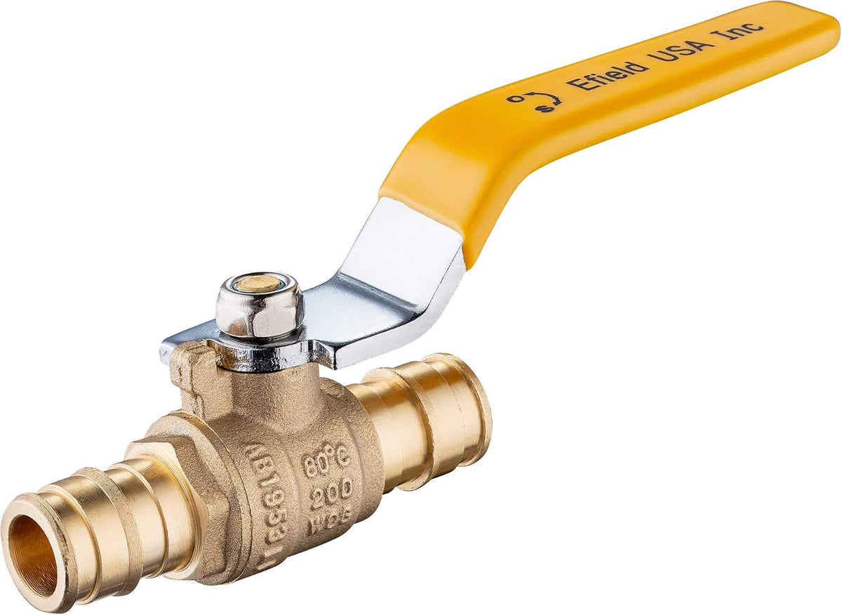 10Pcs EFIELD PEX Expansion 3/4"Brass Ball Valve,Yellow Handle(VALVE154-10)