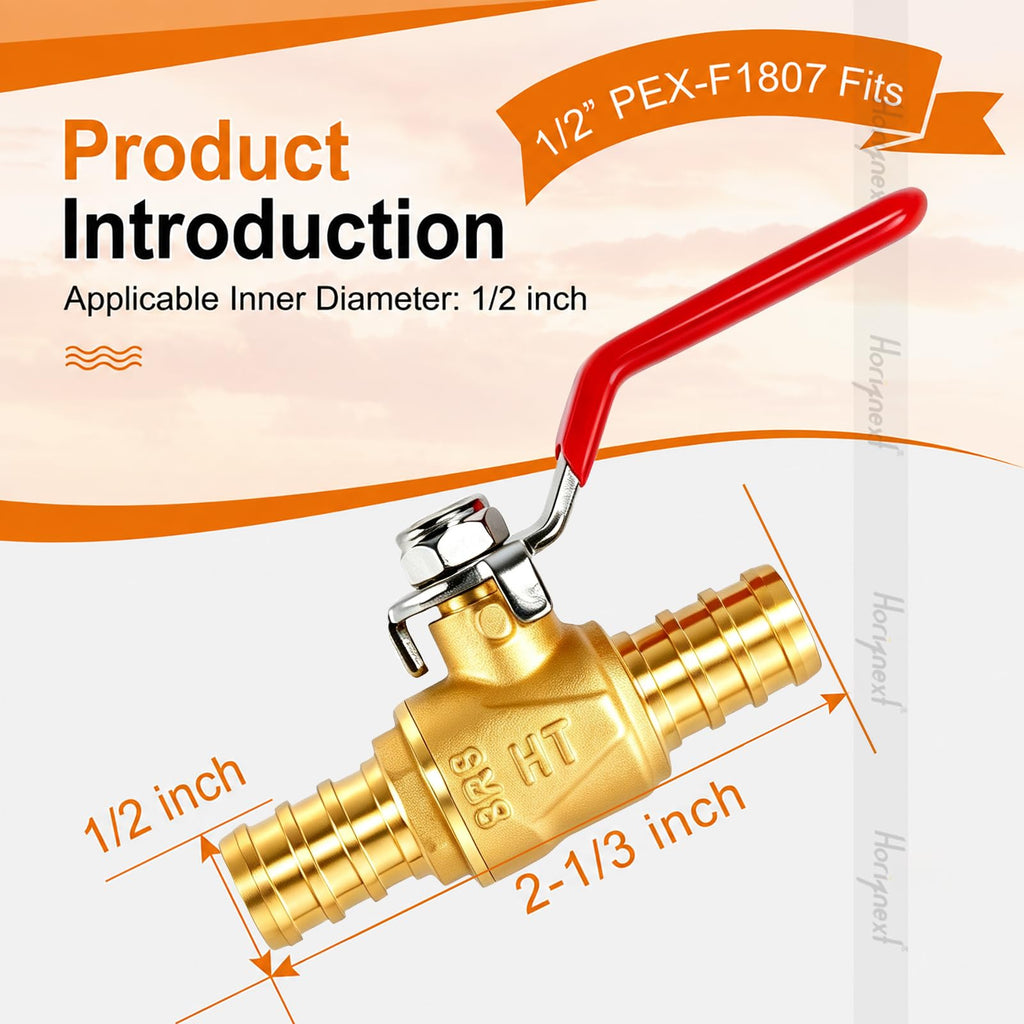 Horiznext 1/2 PEX Valve, Brass Shut Off Ball Valves,4 Red&4 Blue
