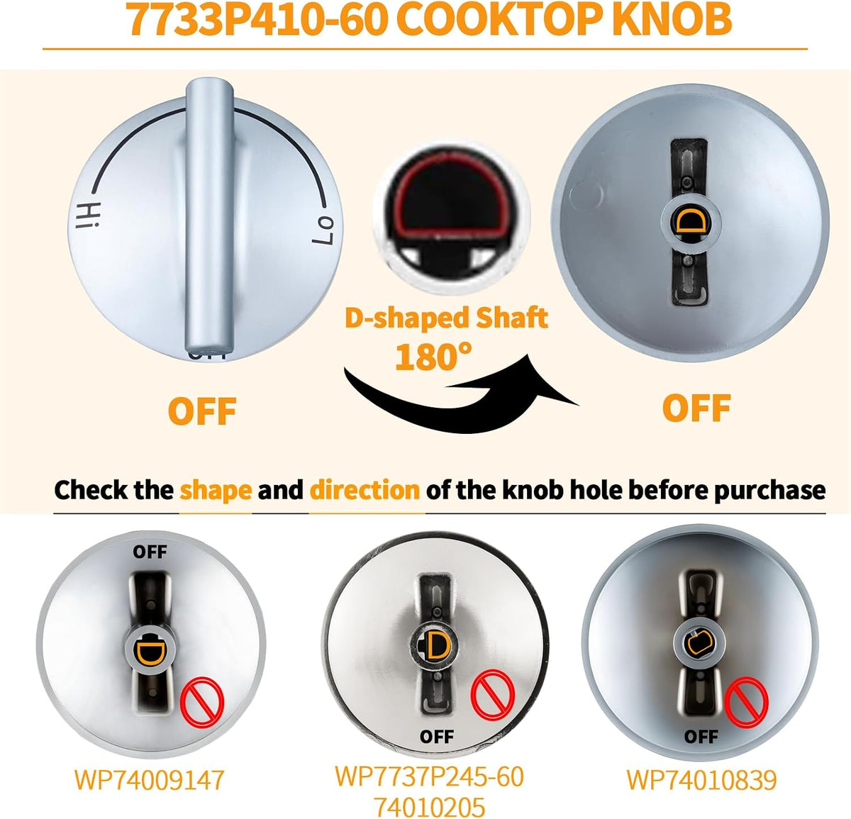 Upgraded 7733P410-60 74007733 Surface Burner Knob Replacement Parts for Jennair Gas Stove Knobs JGC8536ADB JGC8430BDS Jenn-air Maytag Kitchenaid Downdraft Cooktop Knobs Range Oven Control Knob 5PCS