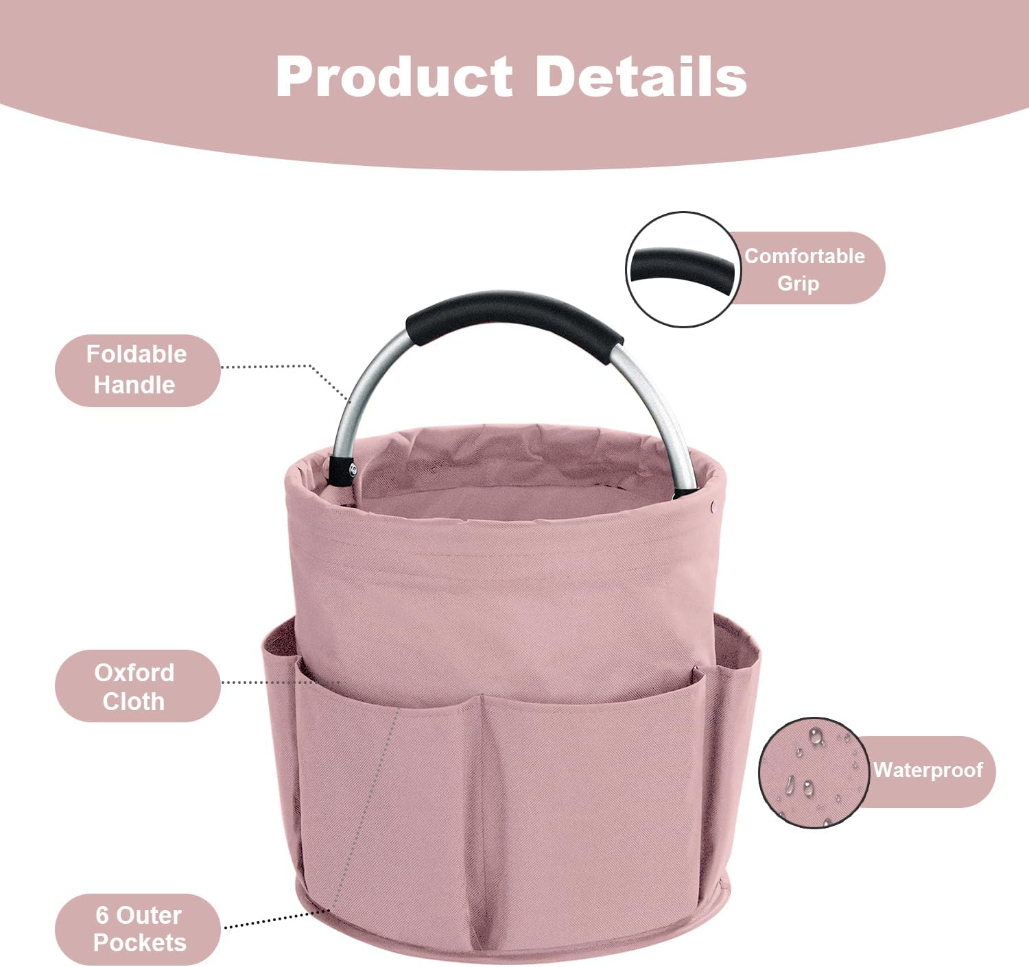 17L Cleaning Caddy with Handle, Cleaning Supplies Organizer, Foldable Storage Basket, Cleaning Supply Caddy, Portable