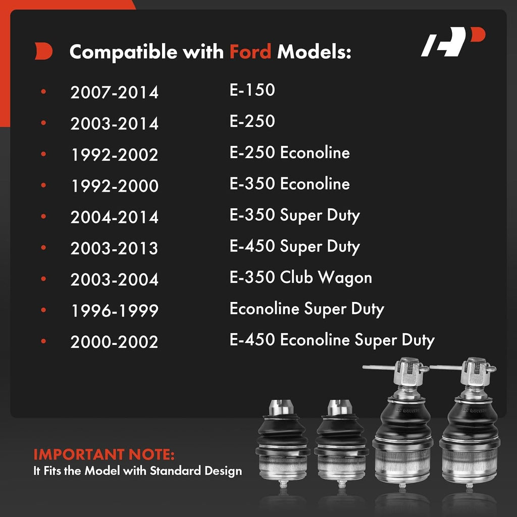 A-Premium Front Upper & Lower Ball Joint Kit, Compatible with Ford
