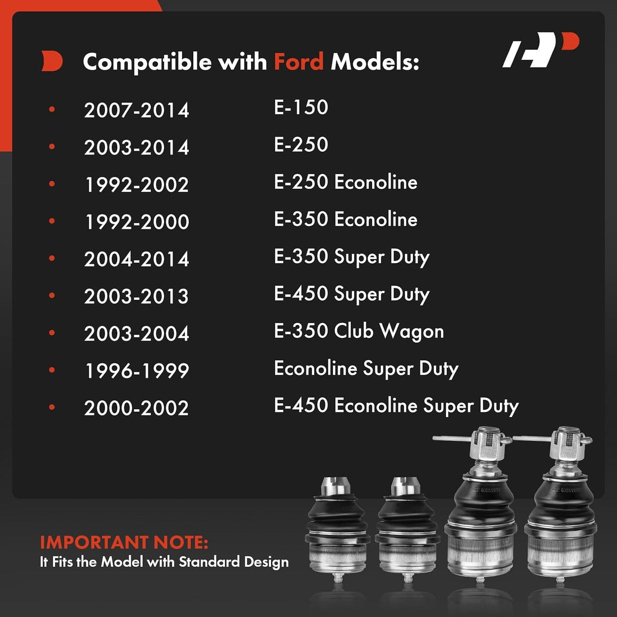 A-Premium Front Upper & Lower Ball Joint Kit, Compatible with Ford
