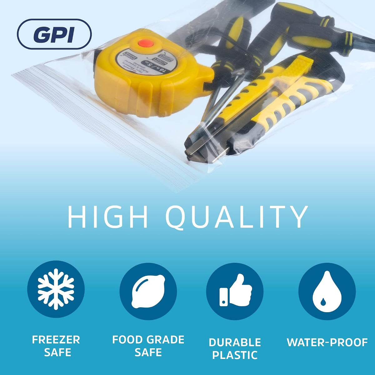 5" x 7" Zip Bags, 100 Pack, 6 Mil Extra Heavy Duty, Reclosable, GPI POLY