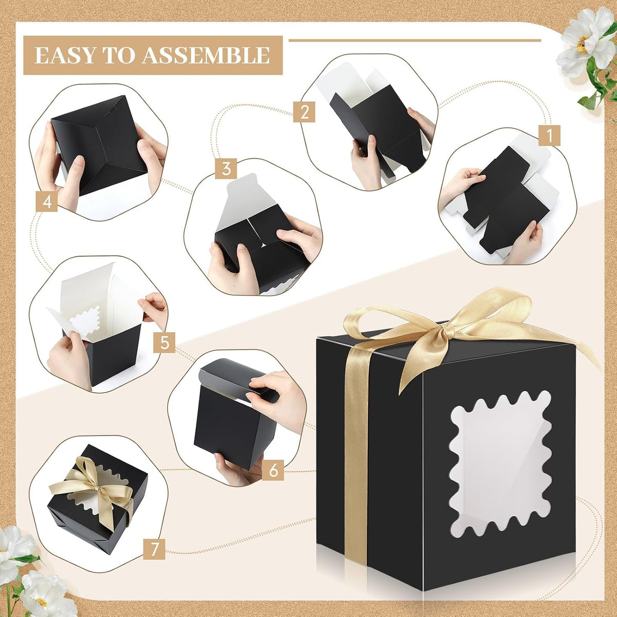 100 Pcs Mug Gift Box with Window Bulk, Coffee Mug Gift Box, Black