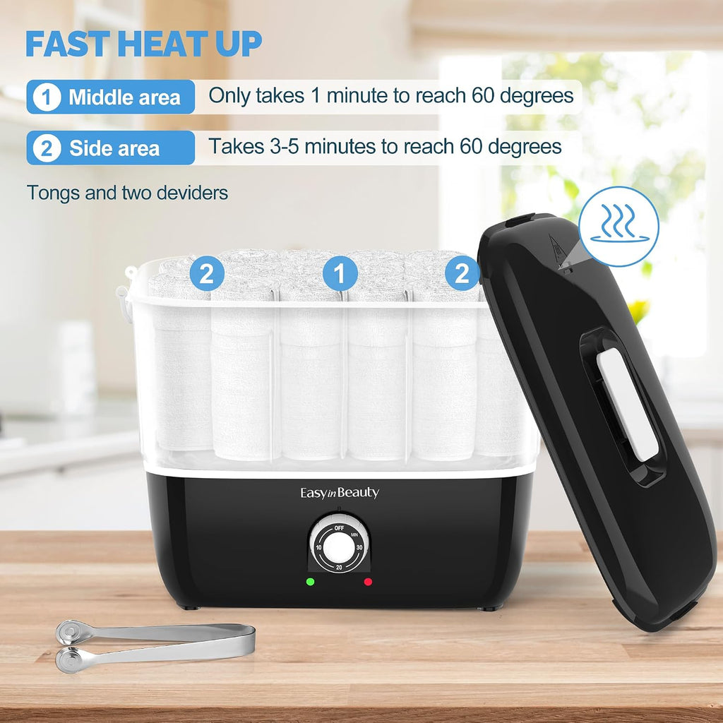 Hot Towel Warmer for Facials,5L Towel Steamer - Heats 1-5 mins | Holds 16 Small Towels, Auto Off Timer Portable Towel