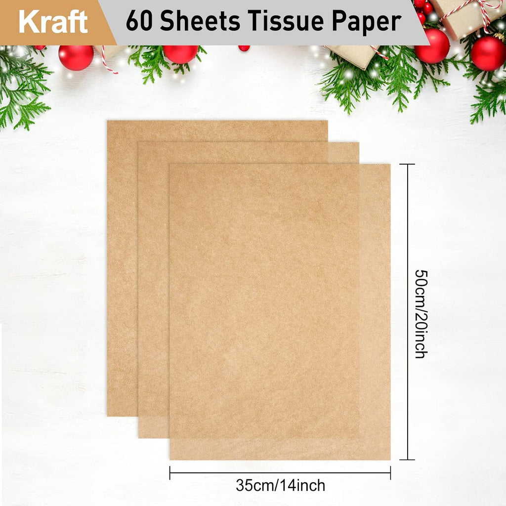 60 Sheets Kraft Tissue Paper Set Brown Gift Wrap Paper(Kraft)
