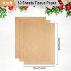 60 Sheets Kraft Tissue Paper Set Brown Gift Wrap Paper(Kraft)