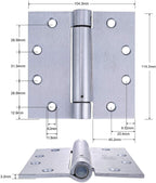 2 Pack Self Closing Spring Hinges - 4.5" x 4.5" Stainless Steel