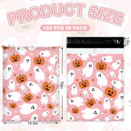 100Pcs Halloween Poly Mailers 14.5 x 19 Inch Pink Ghost Pumpkin Packaging Bags Large Self Seal Mailing Envelope Bags