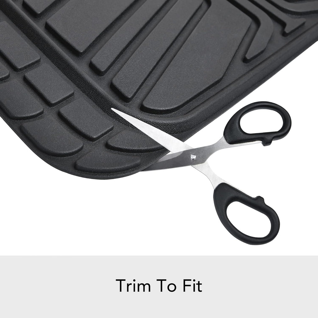 2-Piece Premium All-Season Anti-Slip Rubber Floor Mats for Cars, SUVs and Trucks, Universal Trim to Fit, Black