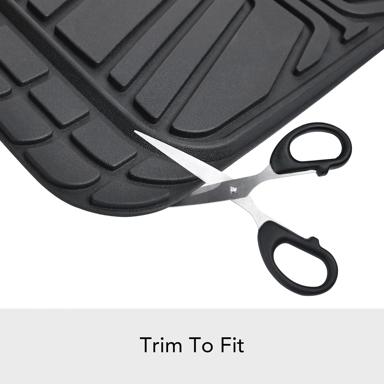 2-Piece Premium All-Season Anti-Slip Rubber Floor Mats for Cars, SUVs and Trucks, Universal Trim to Fit, Black