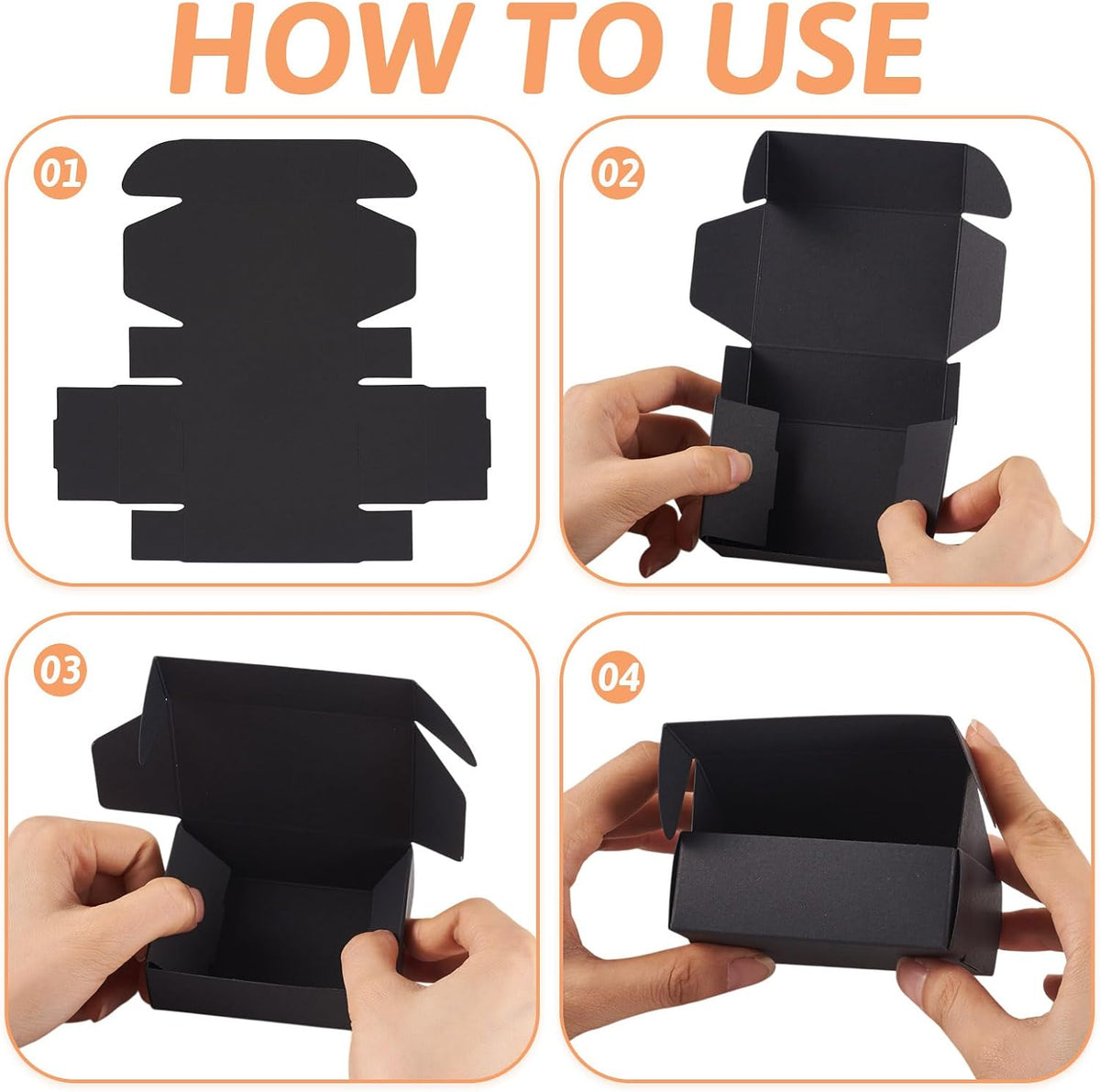 20pcs Black Corrugated Board Postal Boxes Small Shipping Boxes 3.26"x2.36"x1.18" Foldable Paper Mailer Boxes for