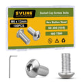 M6 x 12mm 100PCS Button Head Hex Socket Cap Screws Bolts, 304 Stainless Steel 18-8, Allen Hex Drive, Full Thread, Bright Finish, with Hex Spanner