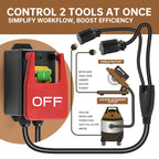 110V Single Phase Safety Switch, Ortis Router Table Switch with 2 Female Plugs and Synchronized Start/Stop, Large Emergency Stop Paddle, Designed for Table Saws and Workshop Tools