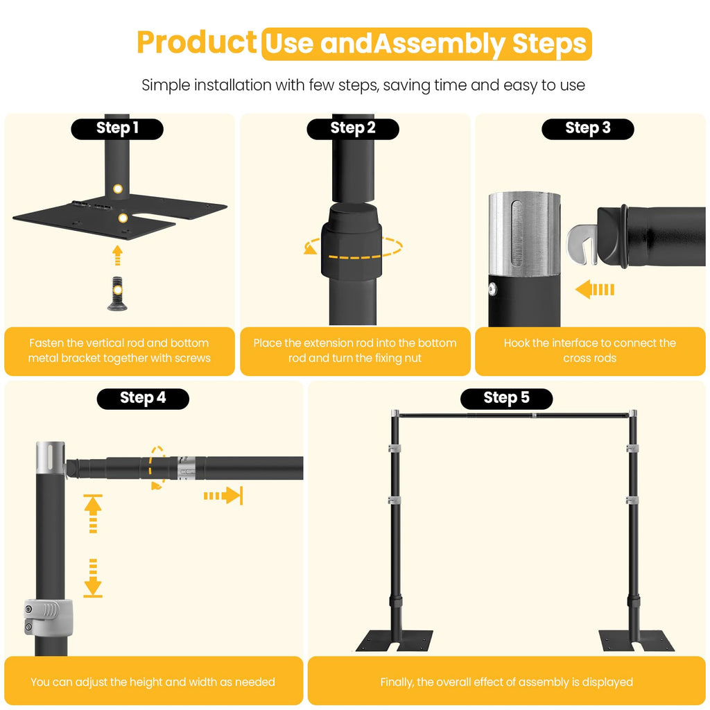 10ft x 10ft Adjustable Pipe and Drape Backdrop Stand Kit(Black)
