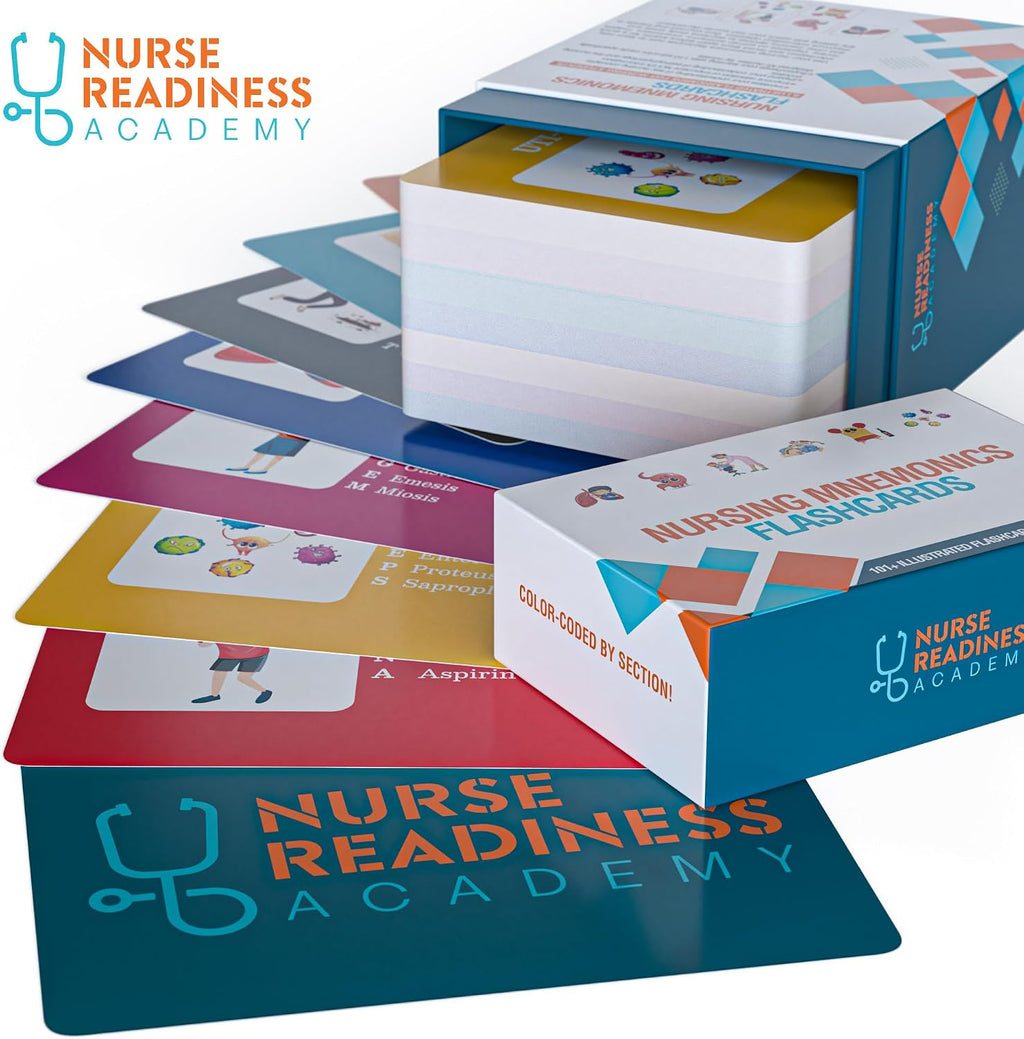 Nursing Mnemonics Flashcards: 101+ Illustrated Flashcards for Nursing Students with Proven Memory Devices to Crush