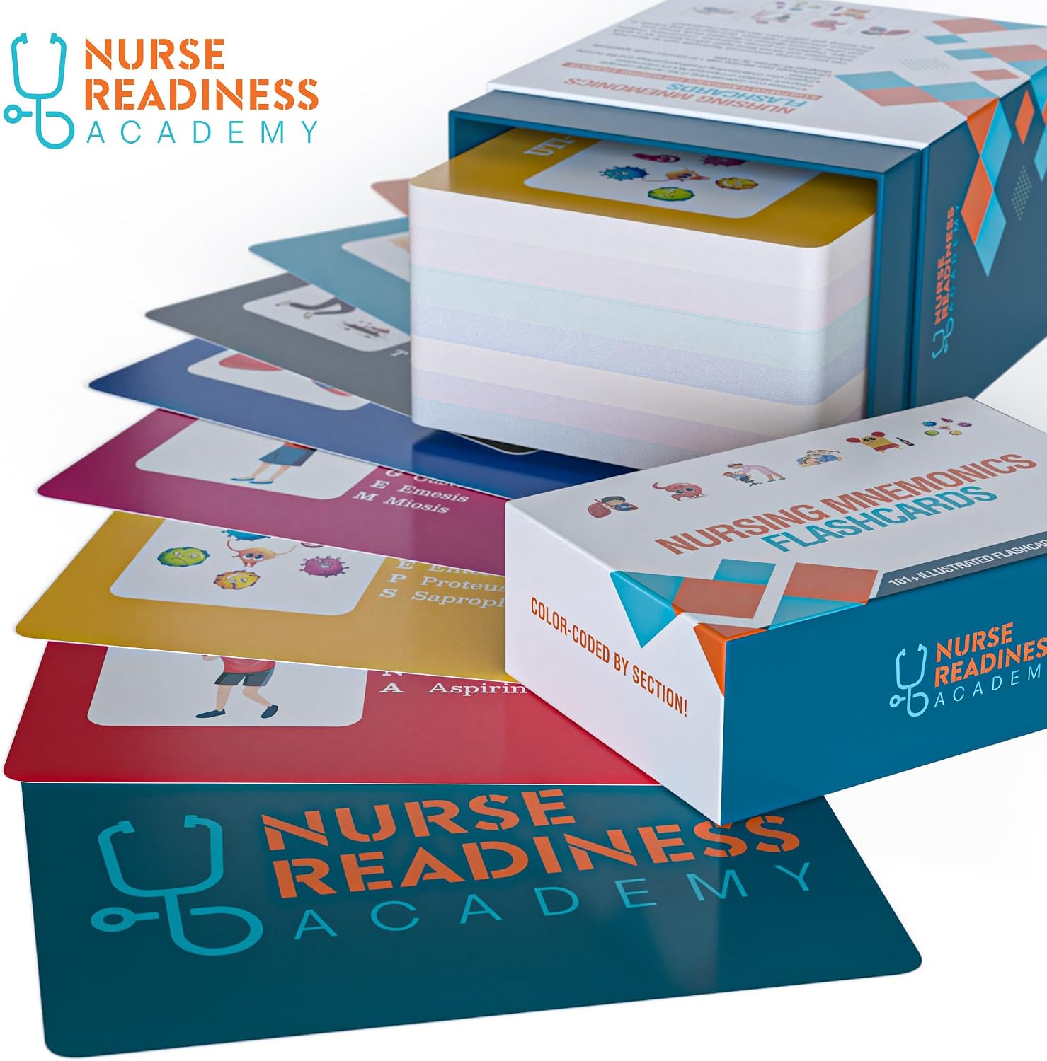 Nursing Mnemonics Flashcards: 101+ Illustrated Flashcards for Nursing Students with Proven Memory Devices to Crush