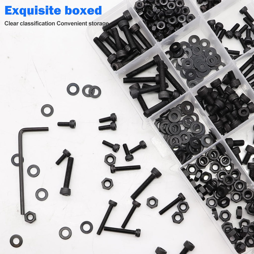540PCS M2 M3 Metric Screws Assortment Set Suitable for 3D Printer DIY,Hex Socket Head Cap Screws Bolts Nuts Kit,12.9