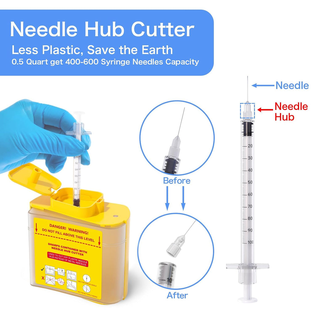Needle Hub Cutter, Disposal Sharps Container for Cutting and Storege of Needle Hub L