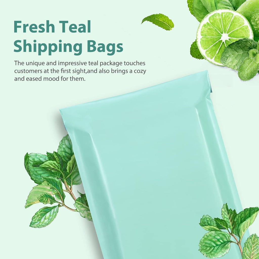 Poly Mailers 10x13" 100 Pack,Shipping Bags For Clothing,Mint Green | Waterproof Self Seal Mailing Envelopes,Strong
