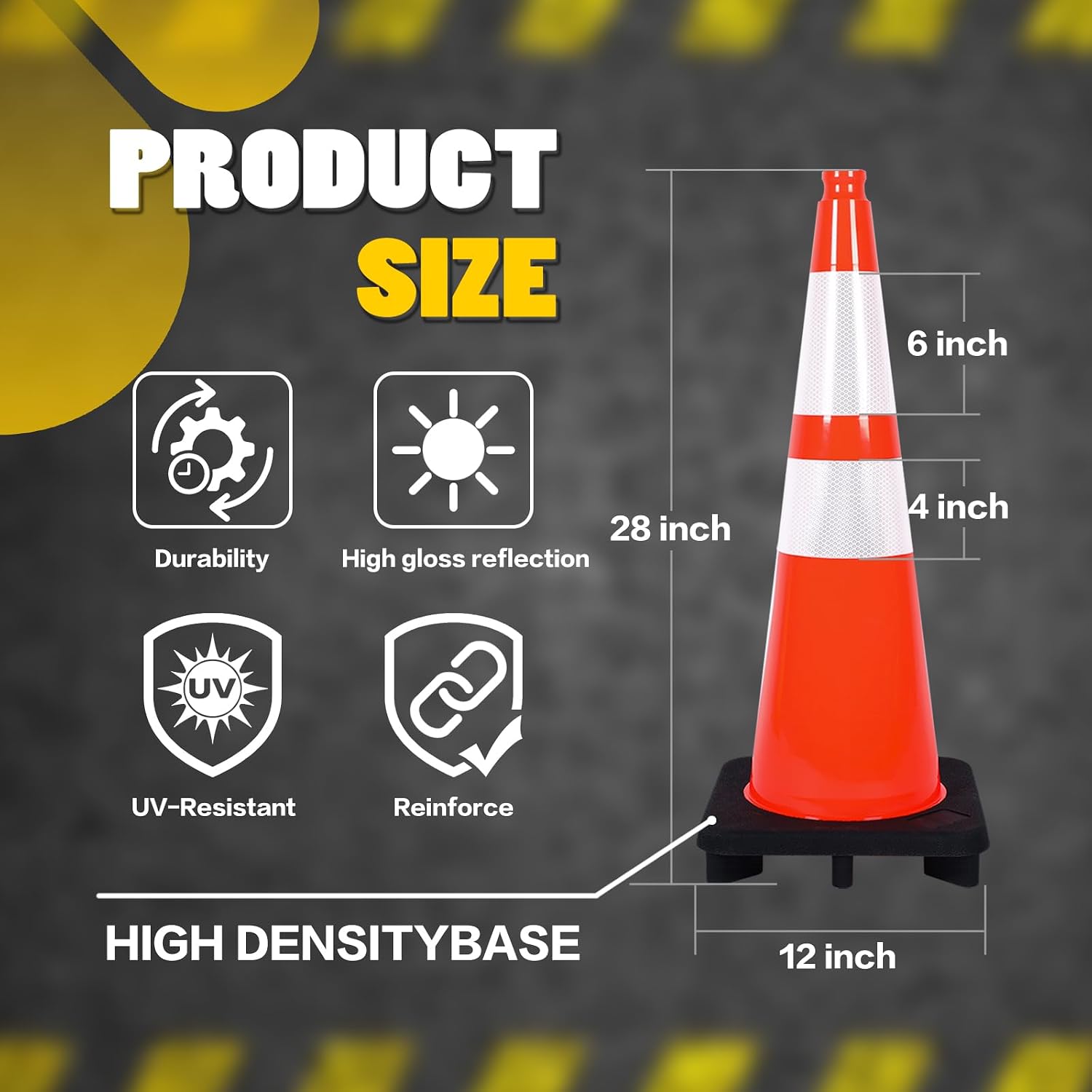 Traffic Cones 28 inch Orange 8 Pack Heavy Duty Safety Cones | Reflective Collars High-quality new PVC enhances