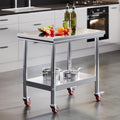 24x36 Inch Stainless Steel Prep and Work Table with Wheels
