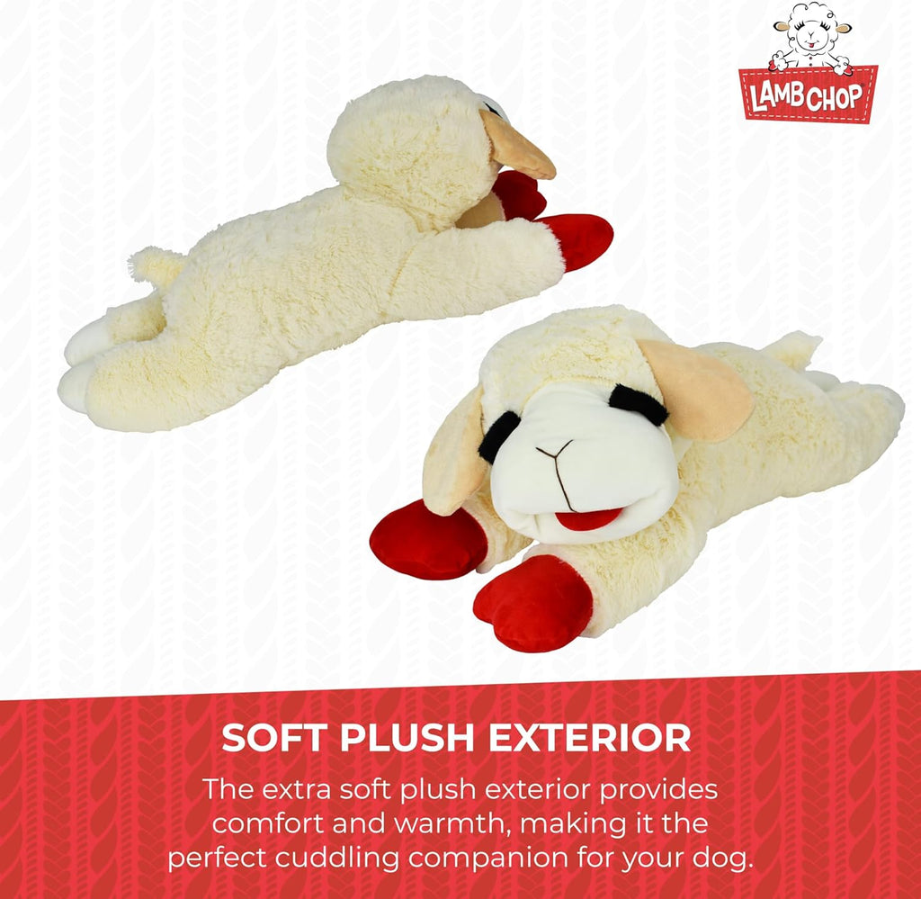 Lamb Chop Dog Plush Toy - Squeaky Toy for All Dogs - Extra Soft Plush - Stuffed Animal for Cuddling & Playing - Jumbo