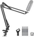 Boom Arm Microphone Mic Stand for Blue Yeti Fifine HyperX, Black | Desk Mount, Desktop Stands, Adjustable Reach