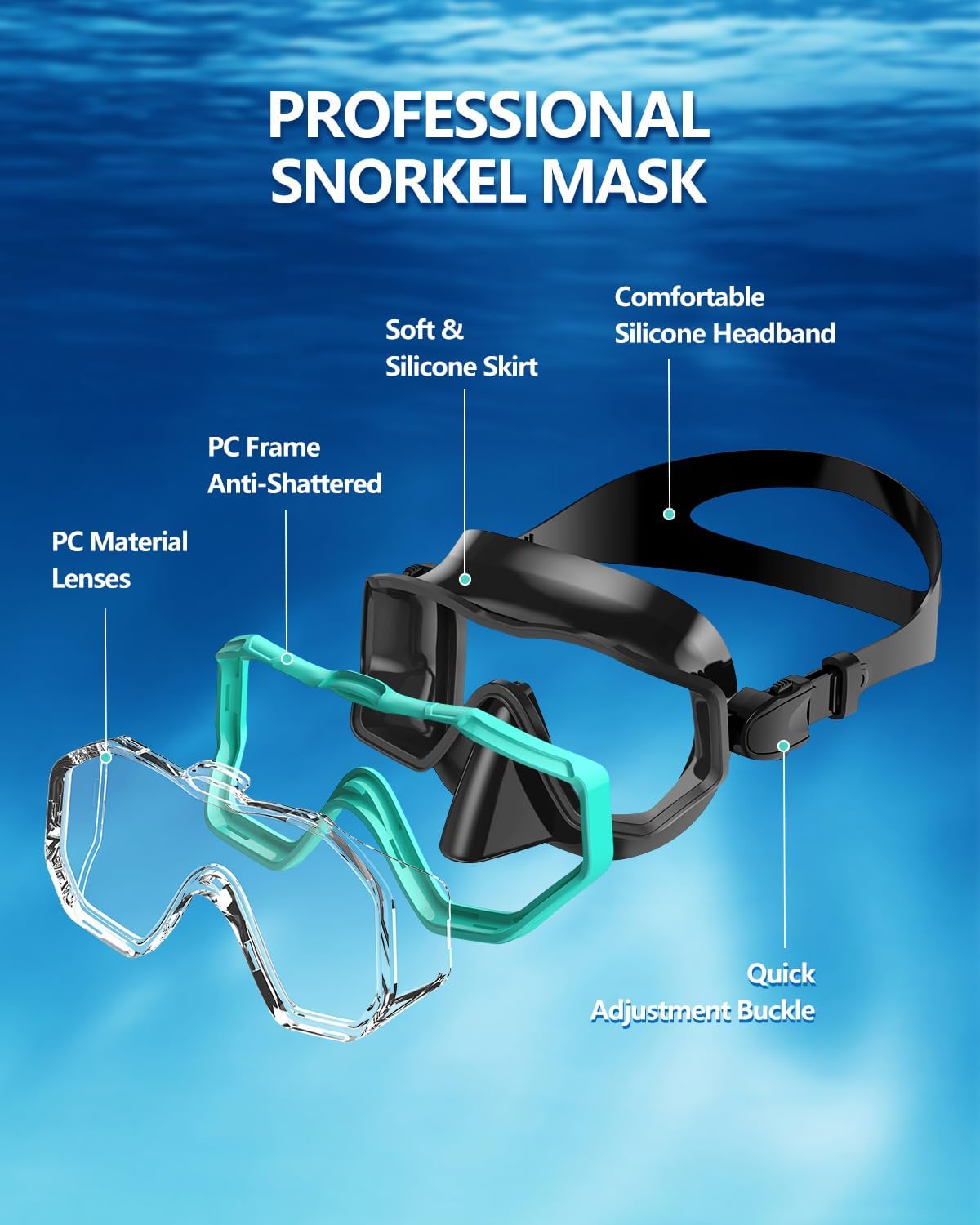 WSTOO Adults Swim Goggles with Nose Cover to Prevent Water Inhaling, Anti-Fog Swimming Mask for Youth Men Women