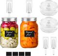 2 Set Fermentation Kit, Fermentation Lids Glass Weights and Airlocks Compatible with 86MM Wide Mouth Mason Jars for