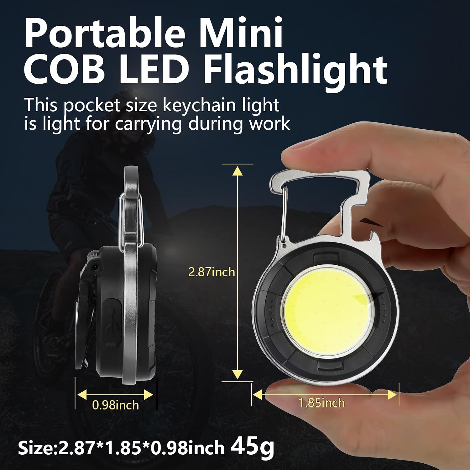 Keychain Flashlight 2 Pack, 1000 Lumens EDC Flashlight COB Work Light, Bottle Opener Keychain Mini Pocket Flashlight