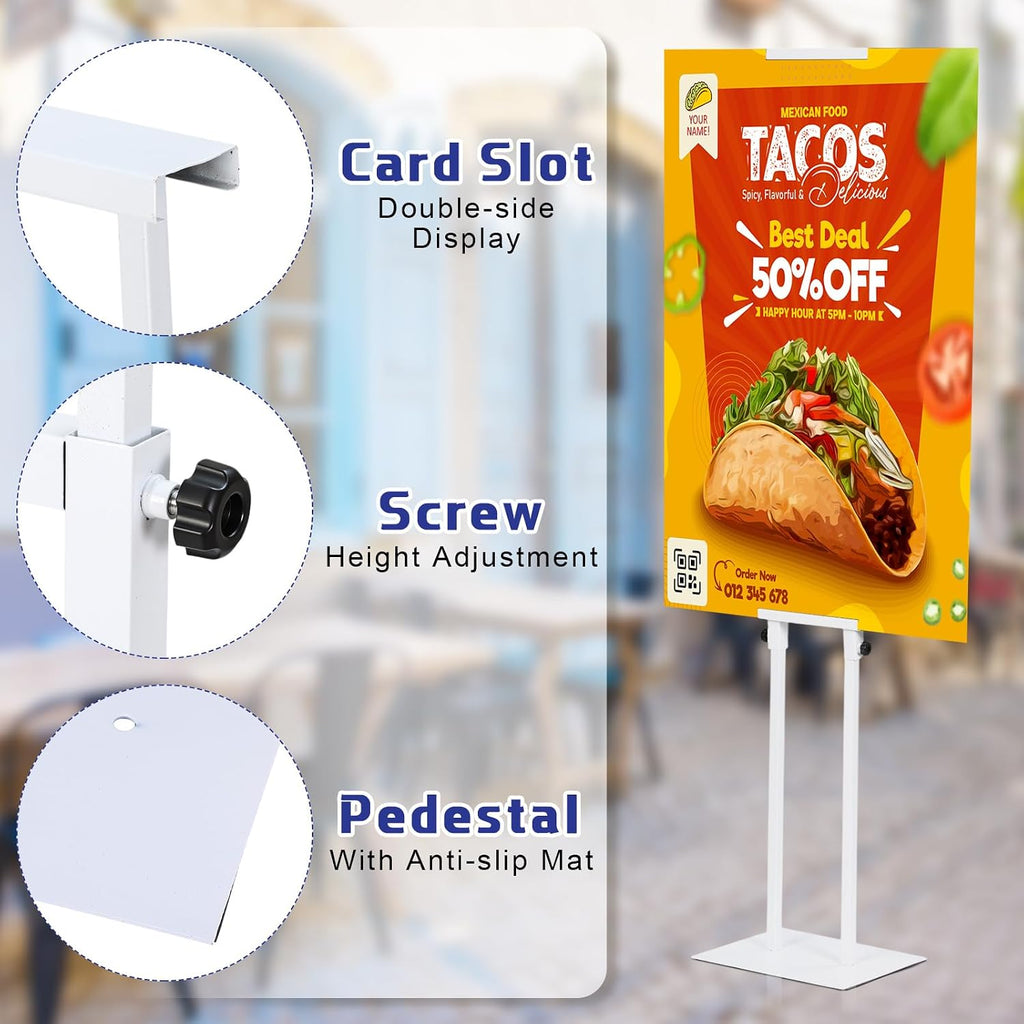 1 Pcs Metal White Poster Board Holder Stand for Display Sign Easel | Adjustable 80" Height, Heavy Duty Base, Double