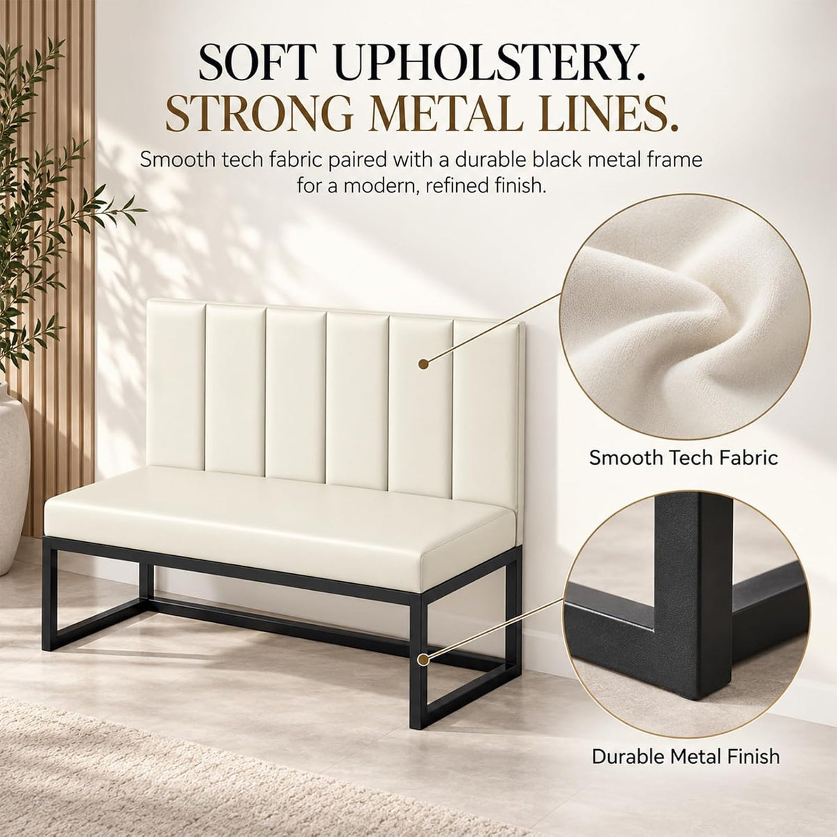 Restaurant Booth Seating, Upholstered Bench with Back, 35.4in