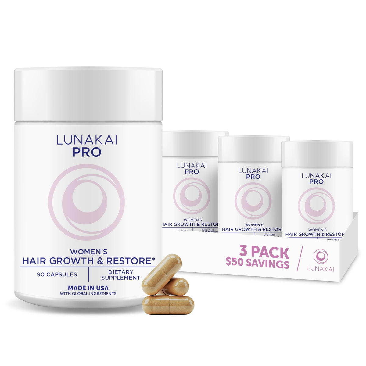 USA Made Hair Growth Supplement for Women, 3 Pack