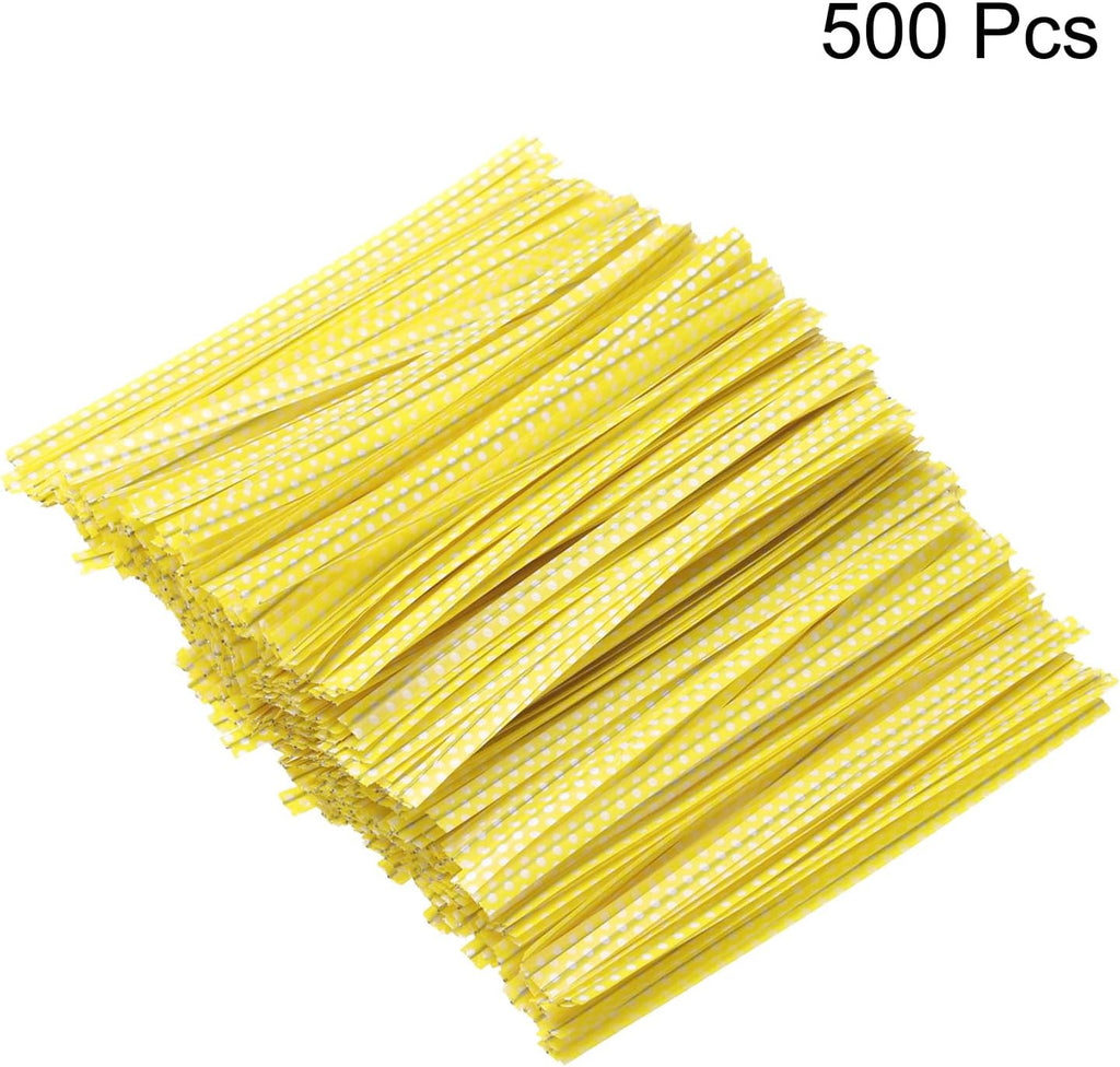 500pcs Bag Twist Ties 4" Reusable Plastic Twist Ties Wire Cable Ties for Party Bread Candy Cake, Yellow