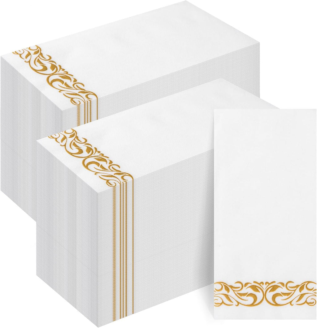 200-Pack Linen-Feel Disposable Guest Towels – Soft and Absorbent