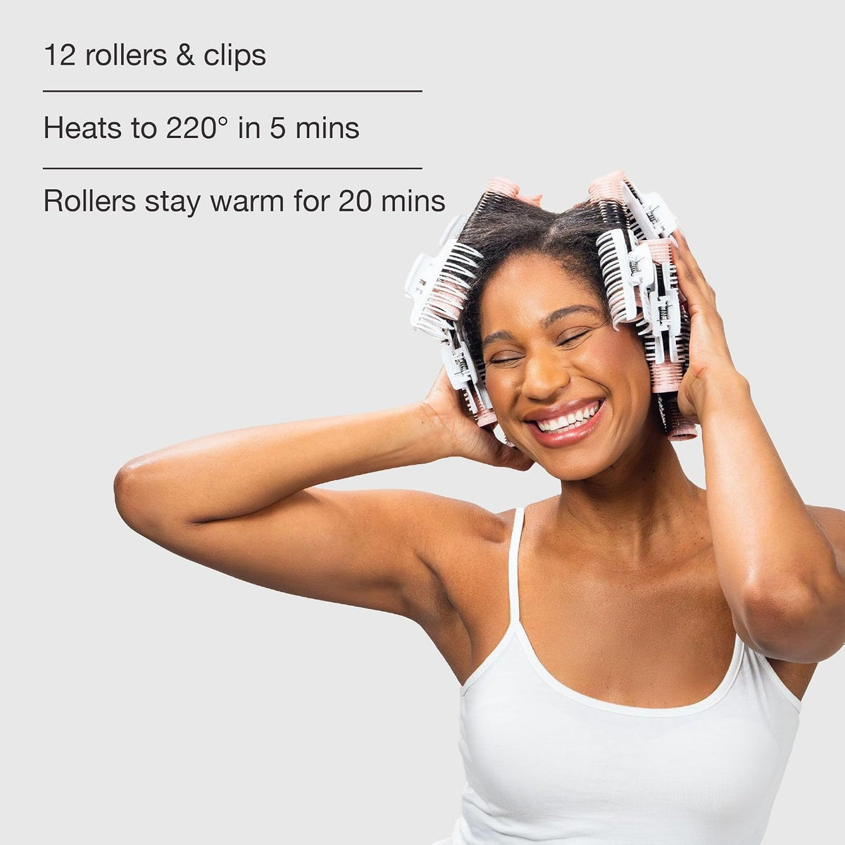 Hot Rollers, 12-Piece Long Set with Claw Clips, Pink Sands | Hands-free volumizing curls & waves; ideal for