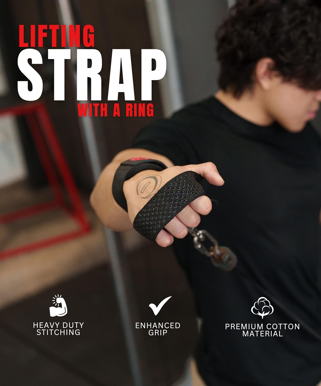 EKKO Weight Lifting Straps With Cuffed D Ring, Wrist Support for Men, Heavy Duty Thick Comfortable Lifting Straps