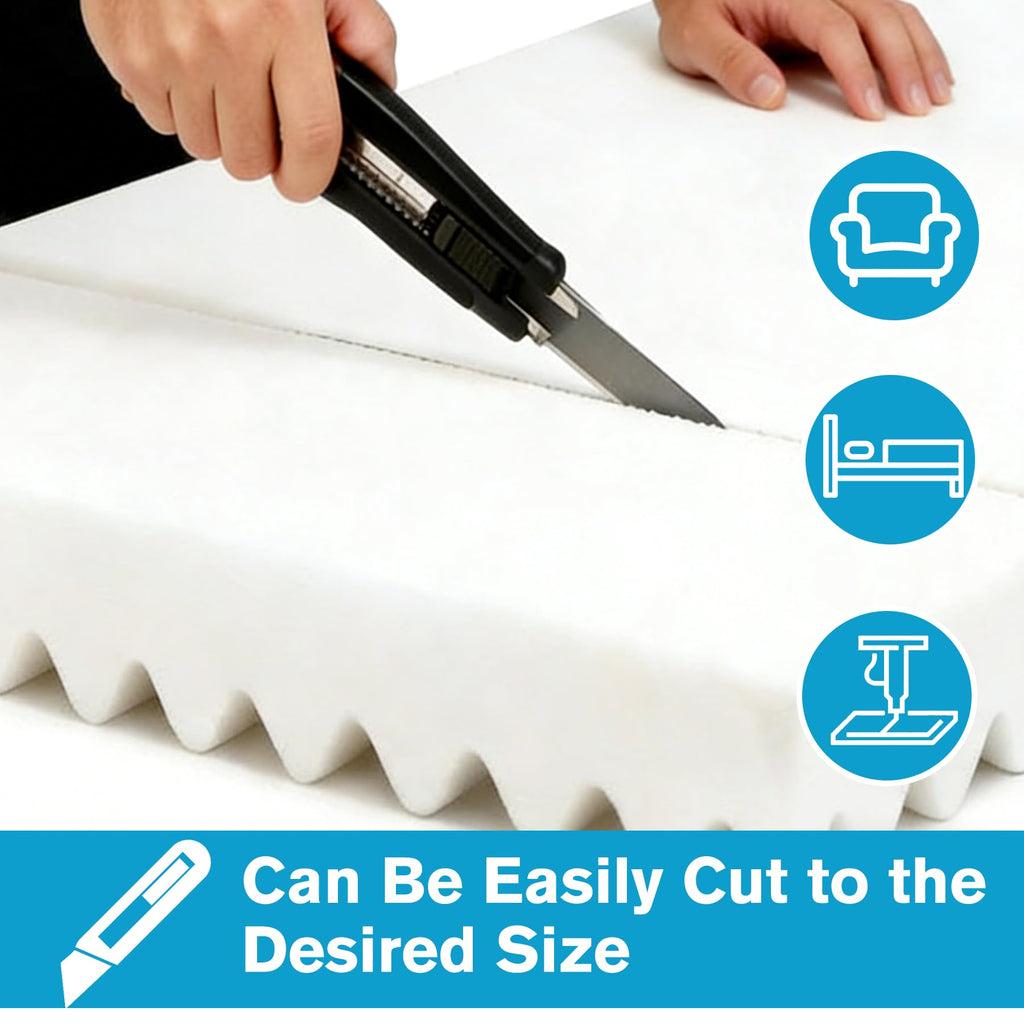 72 * 24 * 4 Inch Egg Crate Foam Padding Pressure-Relieving High-Density Upholstery Foam for Air Circulation Cuttable