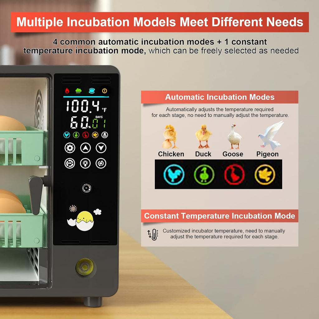 Egg Incubator for Hatching 24 Chicken Eggs |84 Quail Eggs