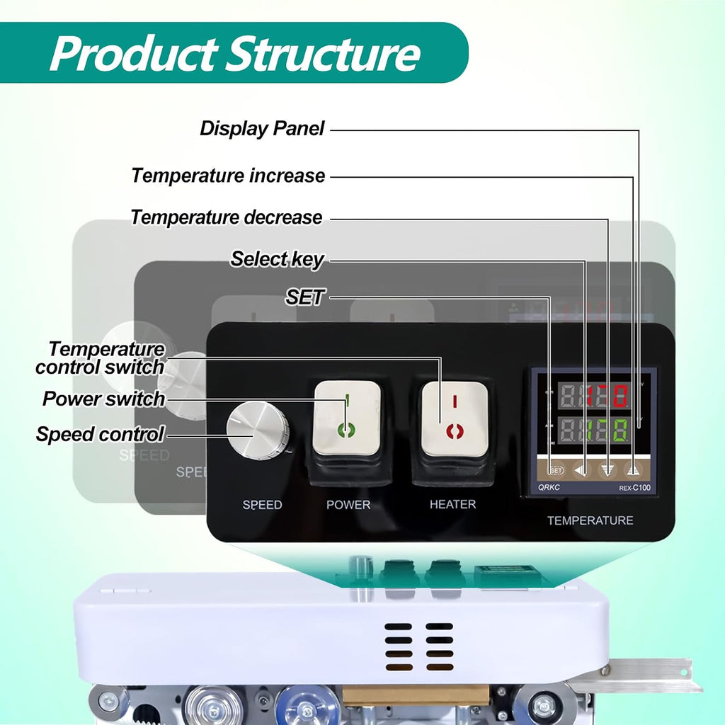 Digital Heat Sealer, Adjustable Temp & Speed Commercial Bag Sealer Machine