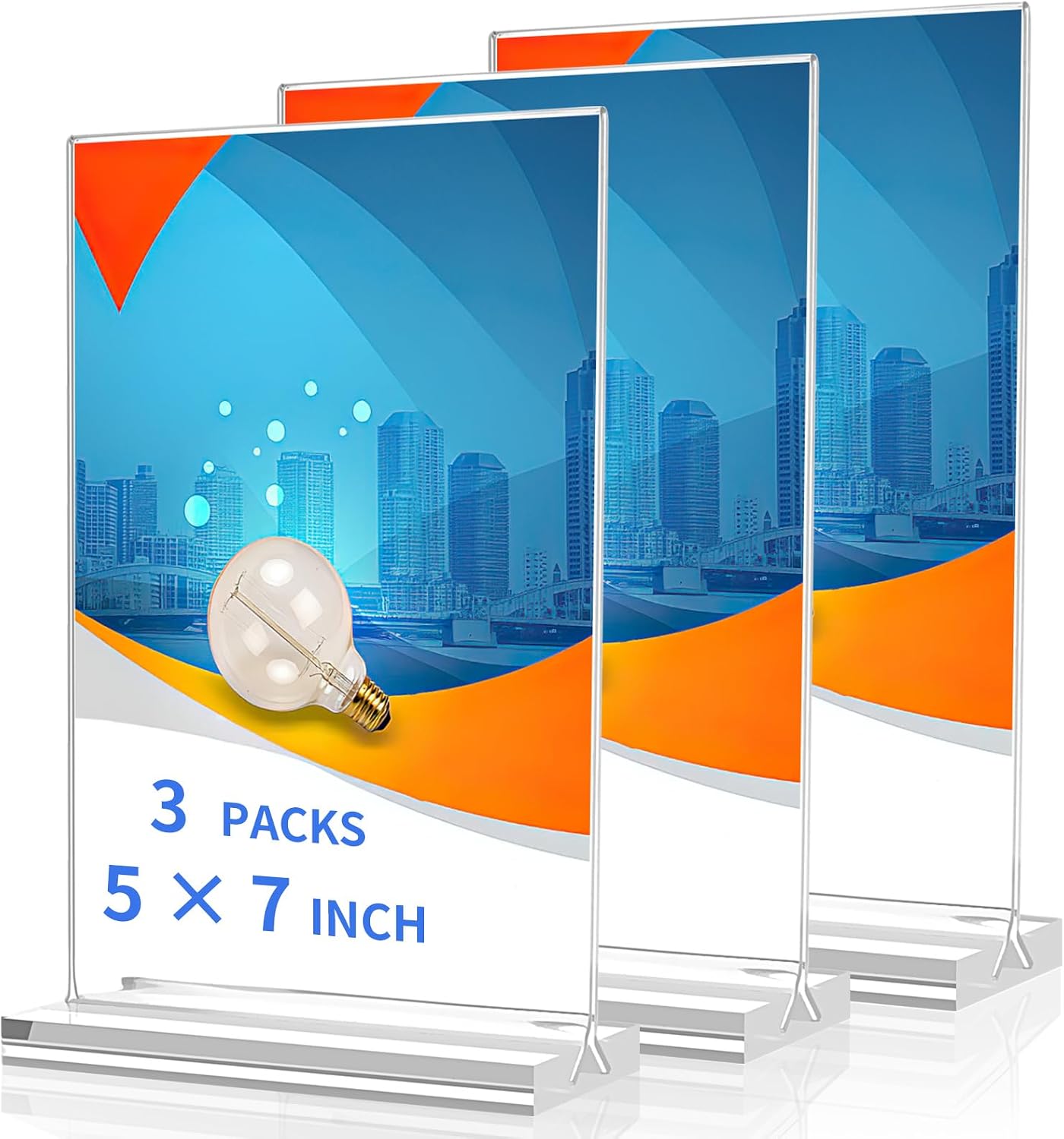 Acrylic Sign Holder 5x7，Vertical Display Stand，Double-sided Sign Holder | Clear Display Stand, Table Top Sign Holder