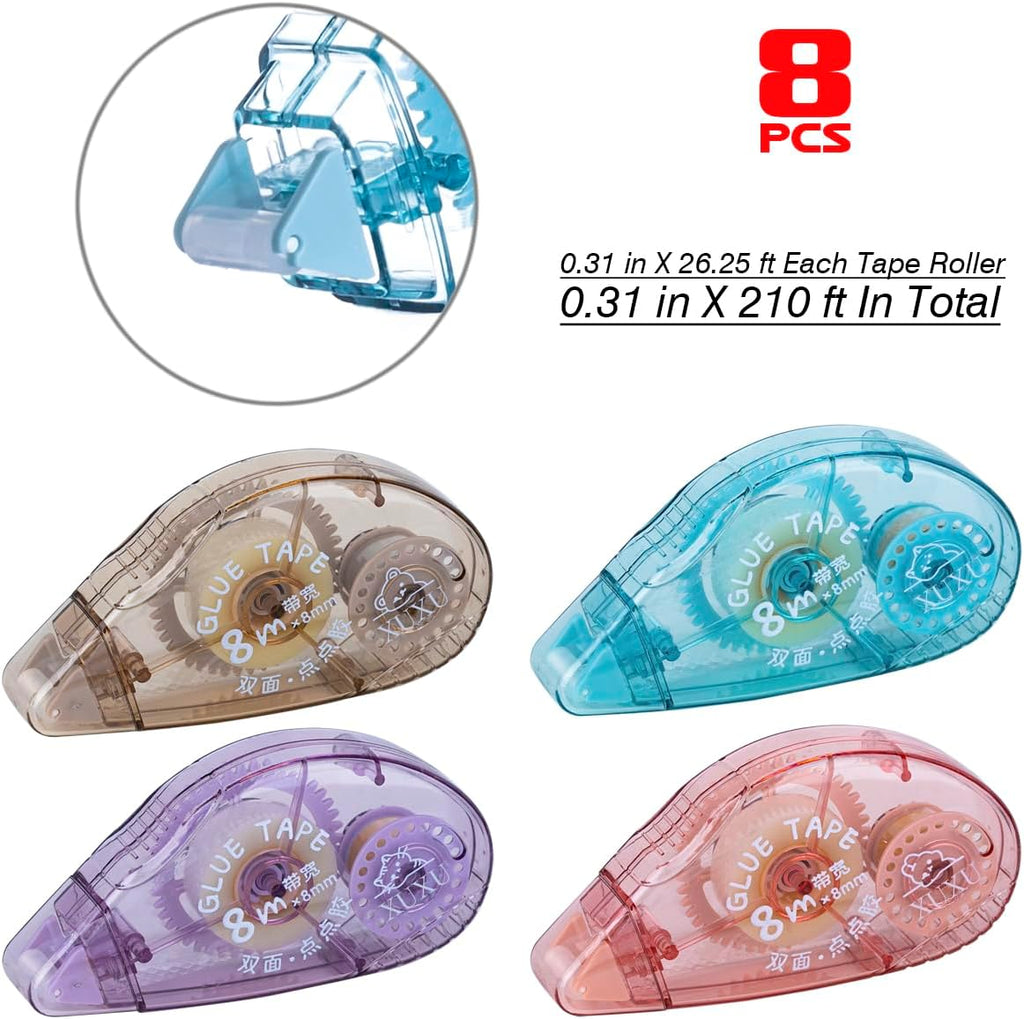 8 Pack Double Sided Tape Roller Scrapbook Tape Glue Tape